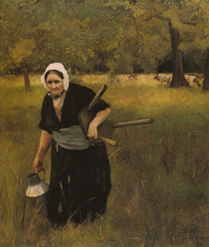 The Dairy Maid, Mansel Lewis, 1879. Source : Wikimedia Commons.